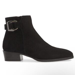 Aquatalia Faria Weatherproof Suede Leather Ankle Boots in Black Sz 10